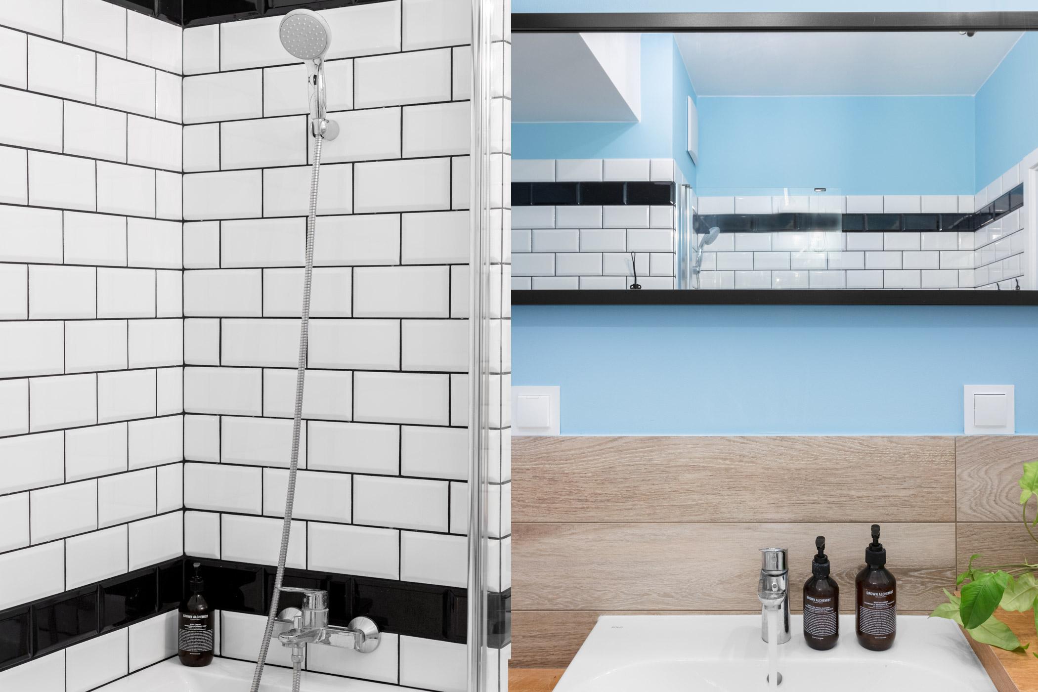 Łazienka z kafelkami w mieszkaniu pod klucz